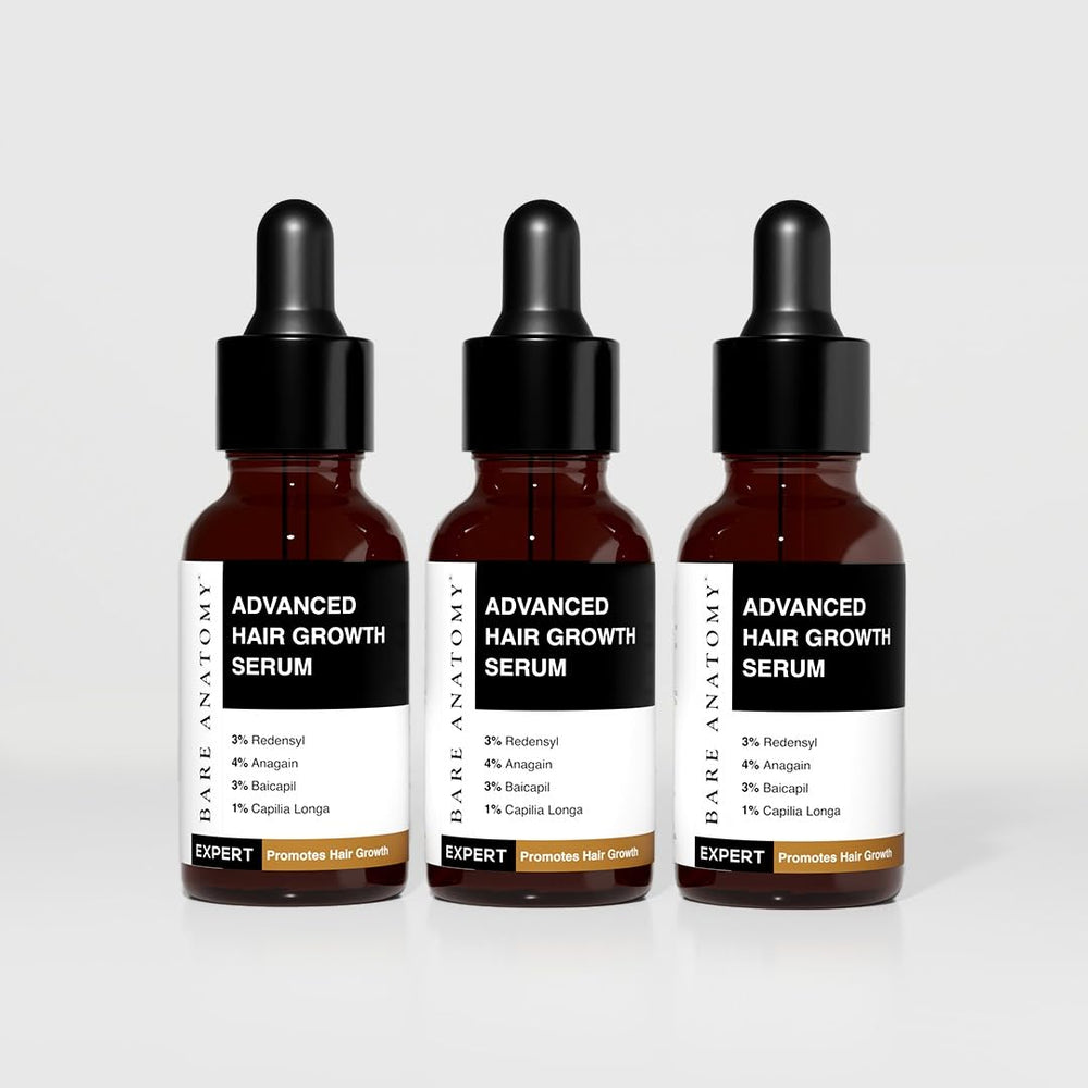 Sérum Bare Anatomy avancé pour la croissance des cheveux, densité améliorée, bouteille-pompe.