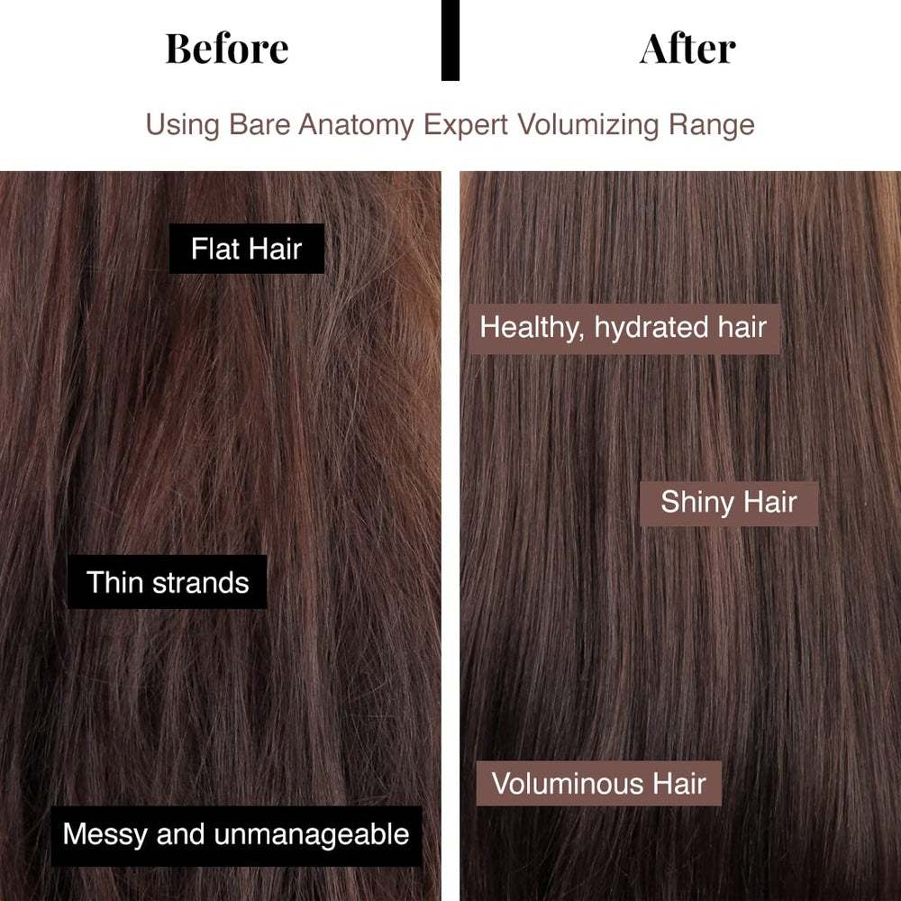 Bare Anatomy Shampoing Volumineux – riz-lait protéiné pour nourrir les fibres capillaires.