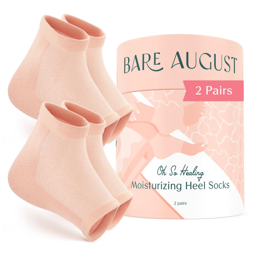 Bare August chaussettes hydratantes talons, peau plus douce au réveil.