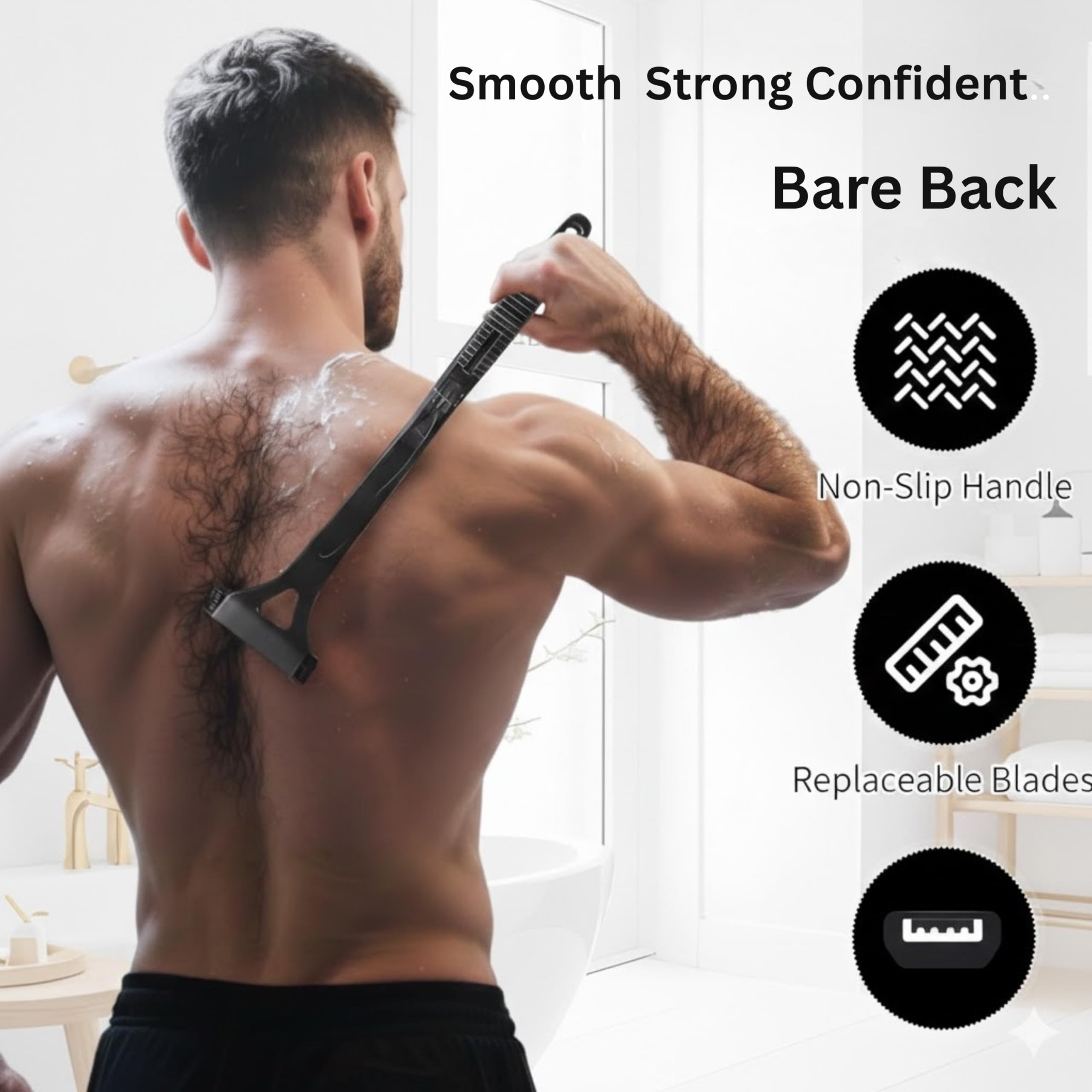 Bare Back utilisation-sans-aide permet un rasage du dos autonome.