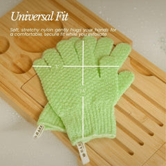 Bare Botanics gants exfoliants corps, usage quotidien.