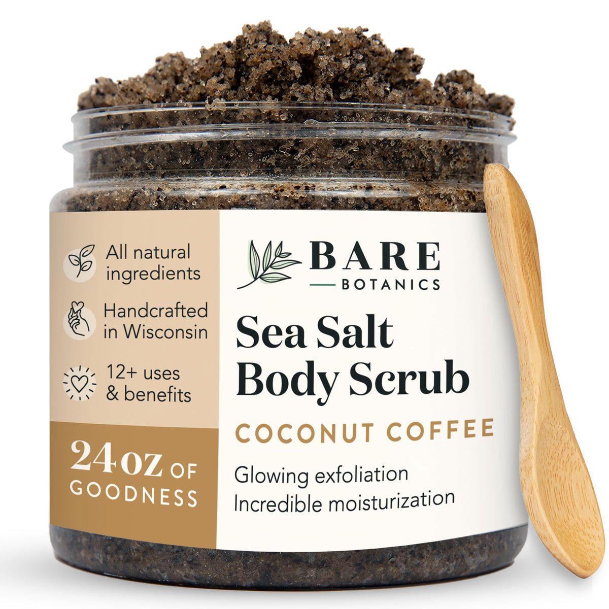 Bare Botanics Gommage Coco Café : pot pratique pour exfolier en douceur et révéler l'éclat.