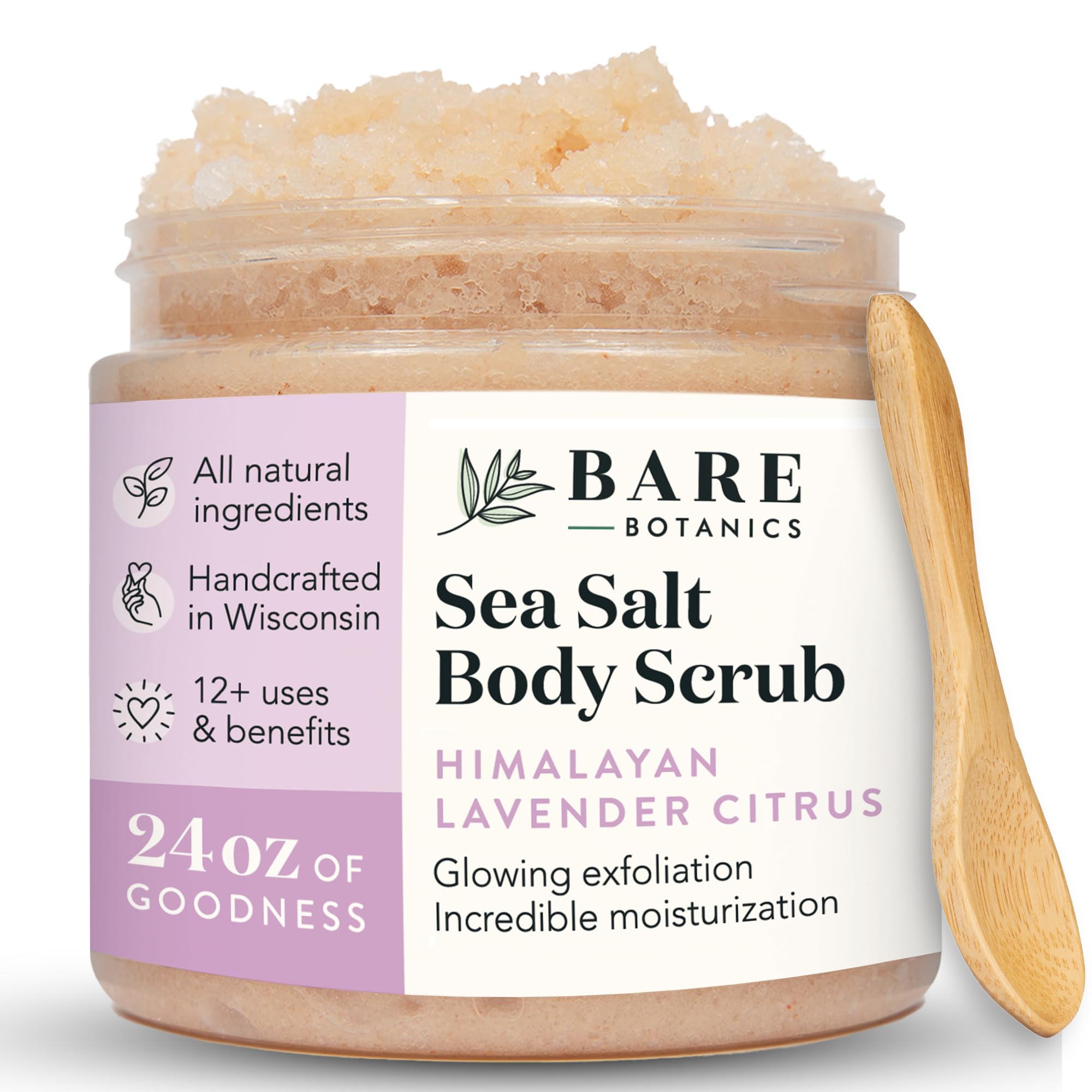Bare Botanics gommage-corps-sel-himalaya-lavande-citrus: exfoliation douce et hydratation durable.