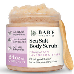 Bare Botanics gommage-corps-sel-himalaya-lavande-citrus: exfoliation douce et hydratation durable.