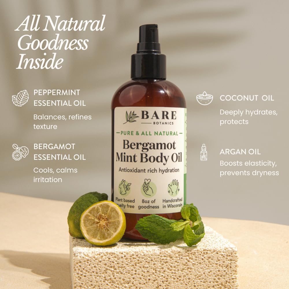 Ingrédients naturels menthe et huiles essentielles de BARE BOTANICS