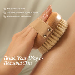 Brosse Bare Botanics, poils naturels moyens, pour exfolier en douceur et stimuler la peau.