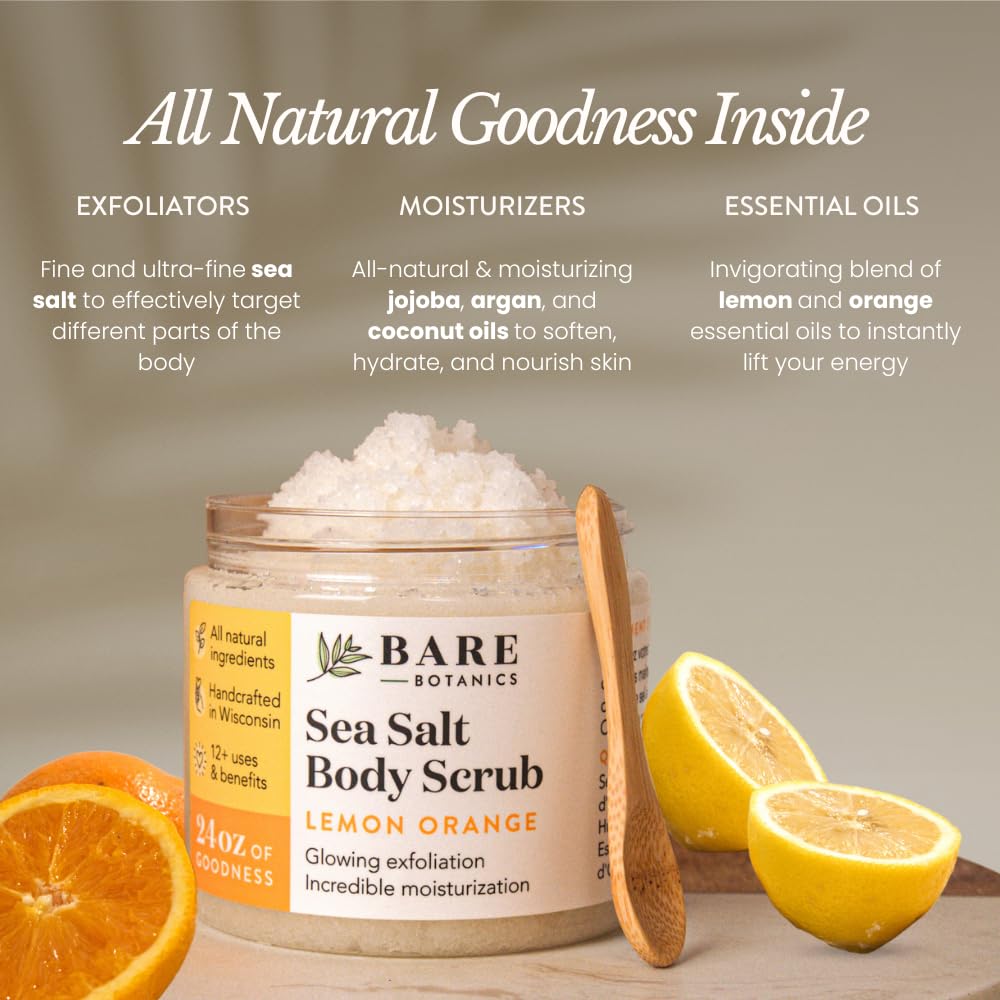 Cuillère en bois avec gommage Bare Botanics prête à l'application.