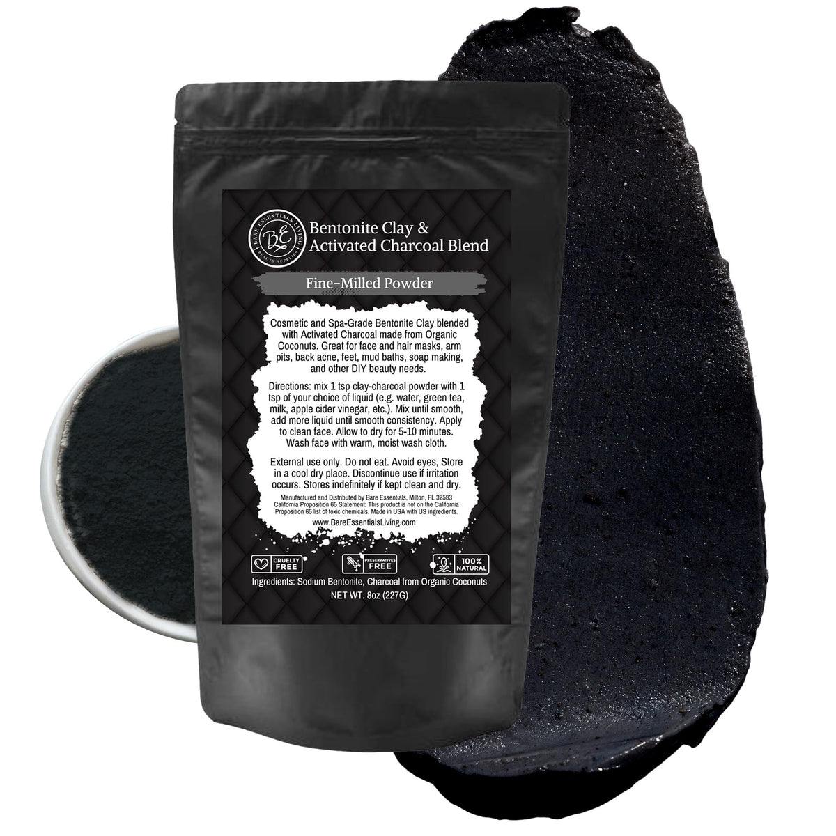 Bare Essentials Living masque visage bentonite et charbon pour pores nets