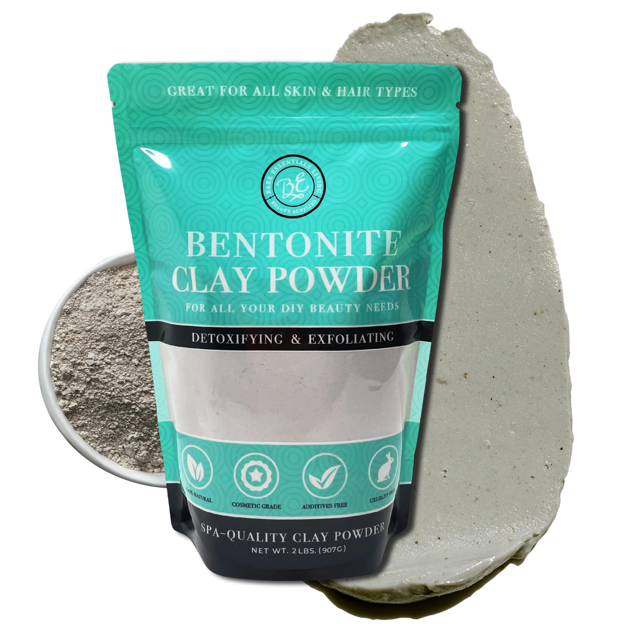 Bare Essentials Living argile bentonite poudre masque visage pour peau nette