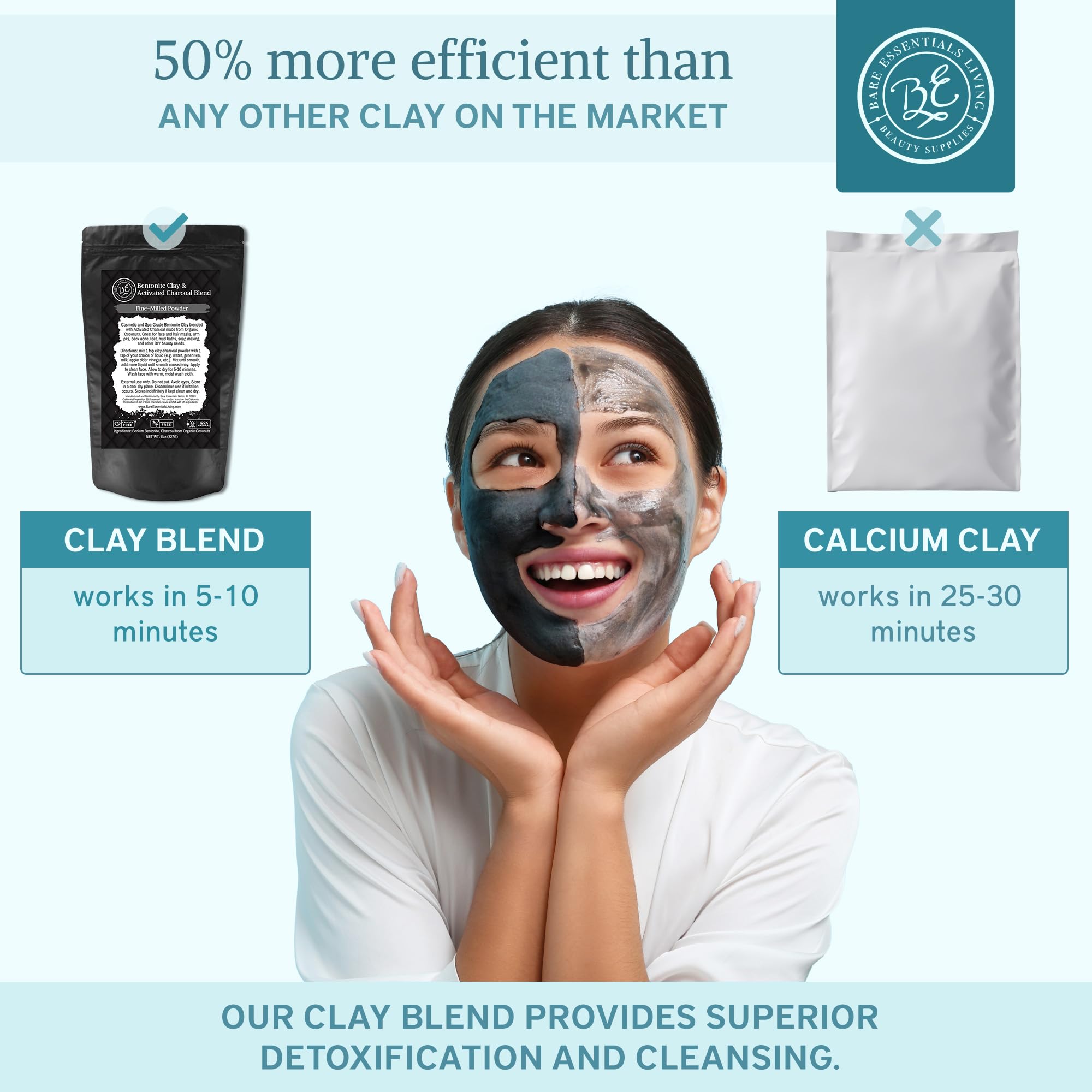 Bare Essentials Living detox aisselles bentonite charbon pour soin naturel