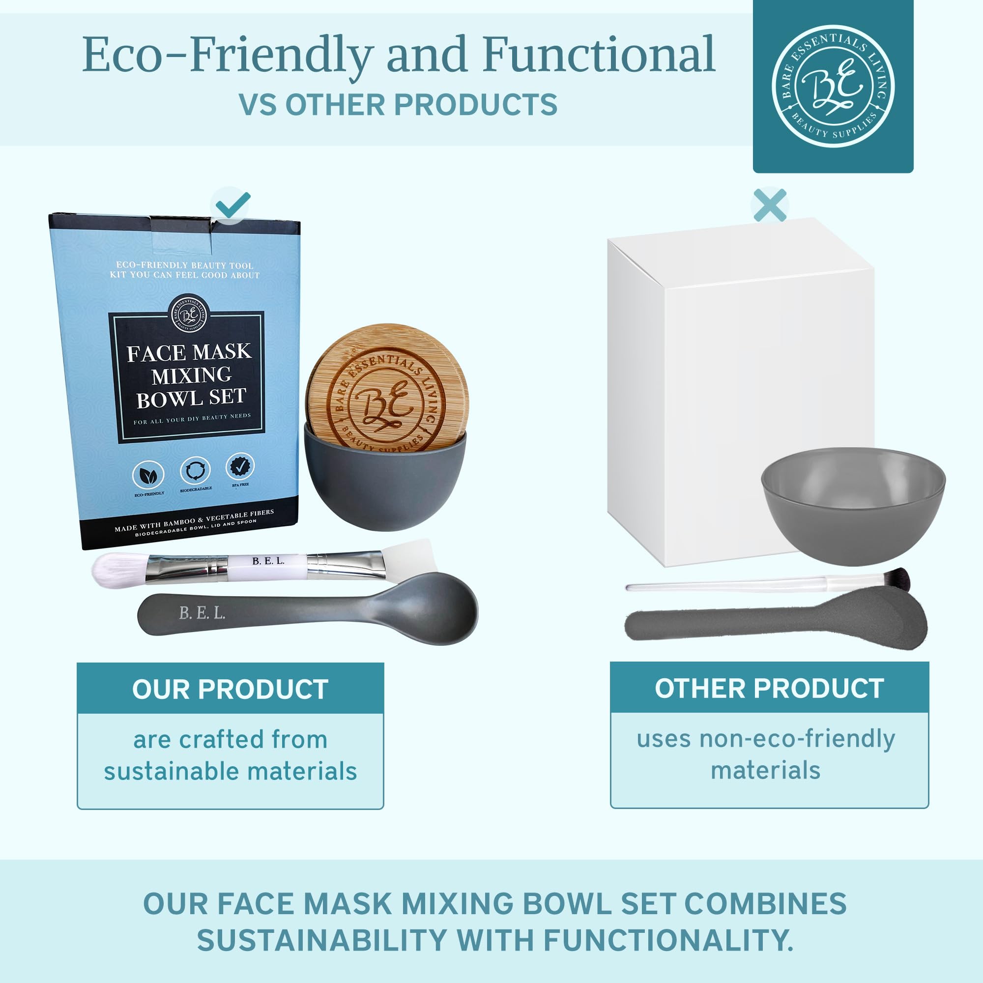 Bare Essentials Living dual-sided brush for even product distribution