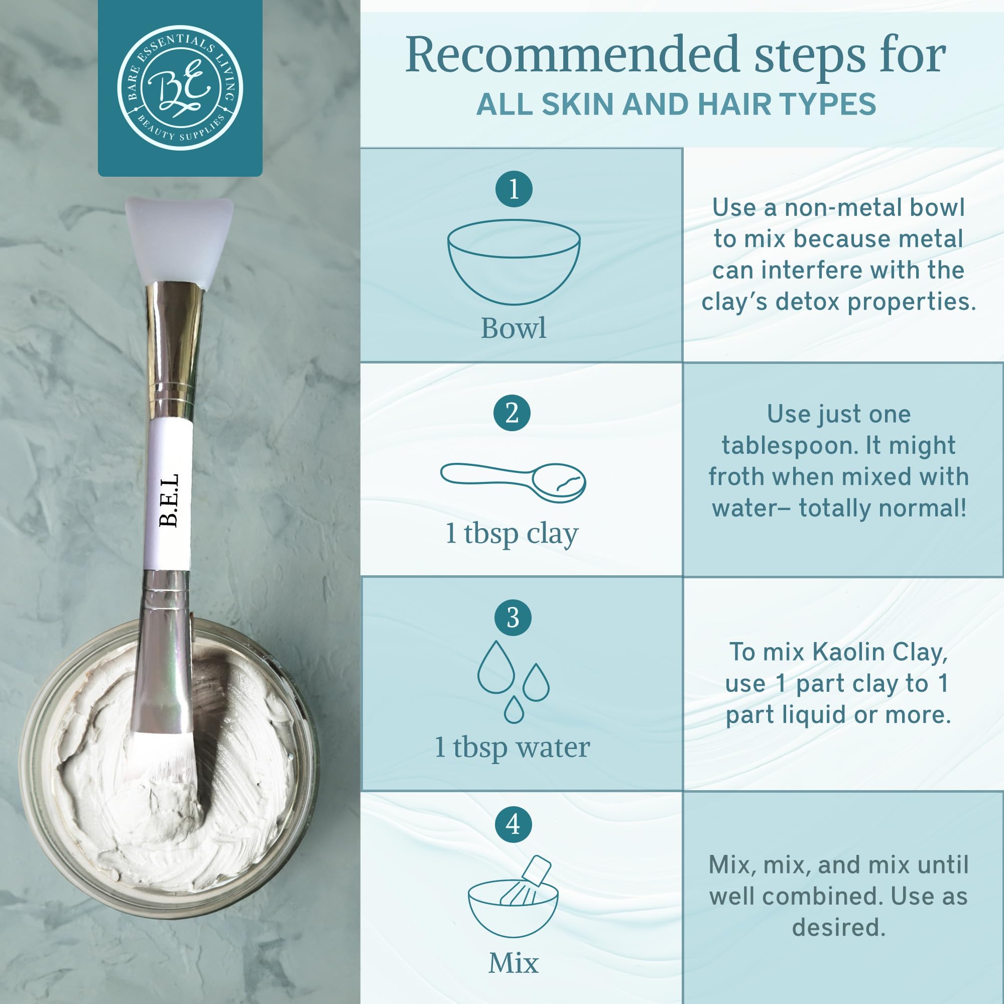 Bare Essentials Living savon kaolin blanc pour savon maison doux.