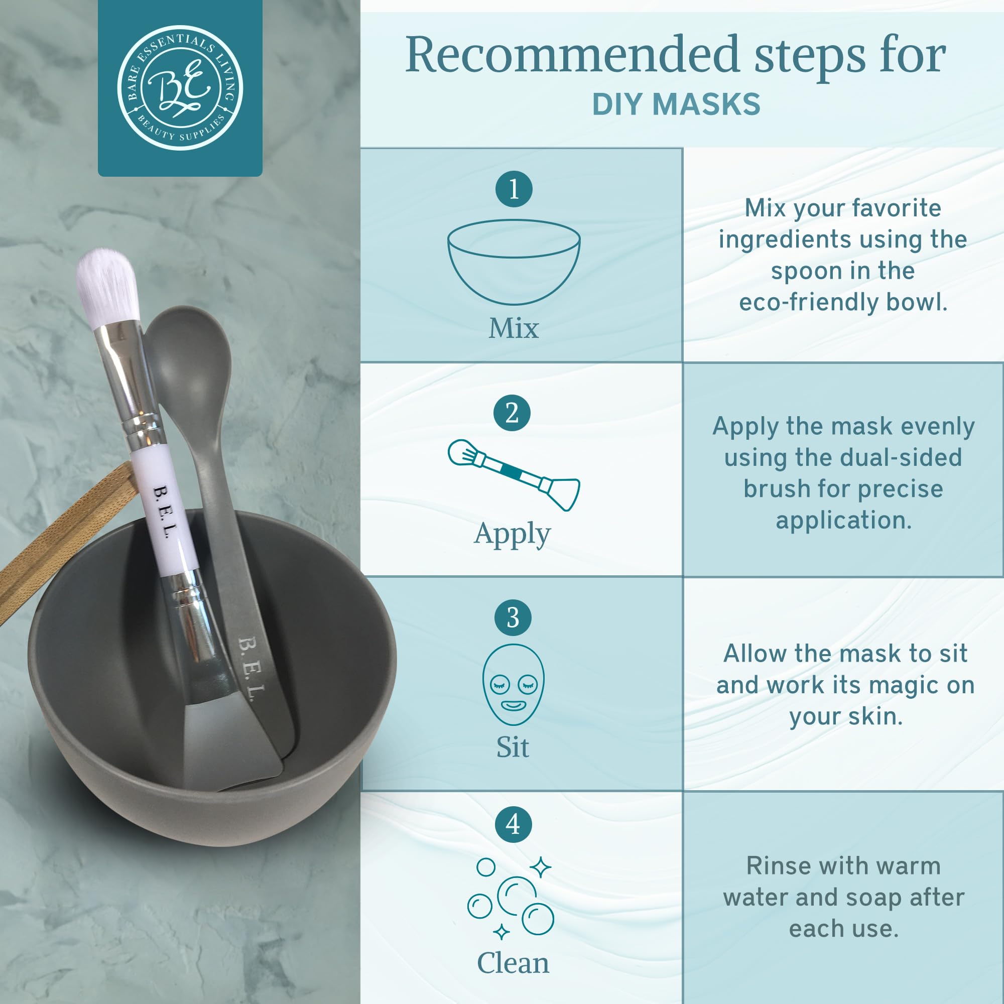Bare Essentials Living silicone spatula for smooth mask spreading