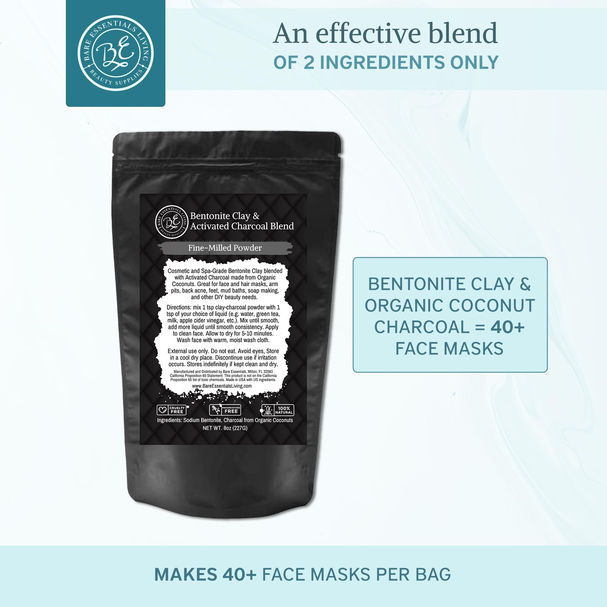 Bare Essentials Living soin peau et pores avec charbon et bentonite