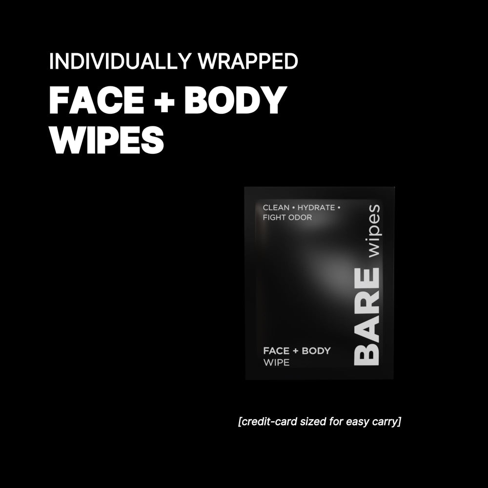 Premier plan sur la texture des lingettes visage et corps BARE Wipes.