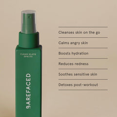 Barefaced Clean Slate Spritz utilisé sur le corps pour apaiser et hydrater.
