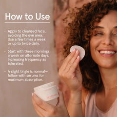 Barefaced Glow Peel Pads, flacon ergonomique facilitant l'utilisation.