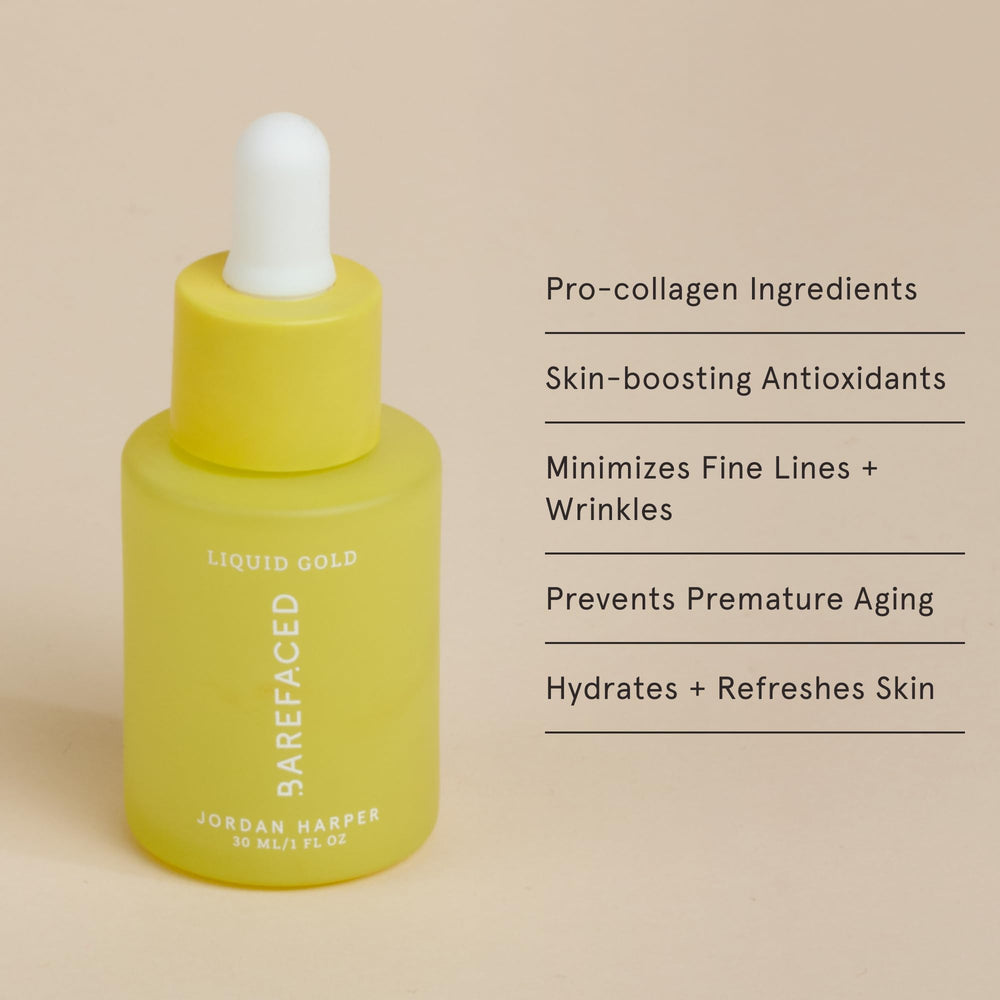 Barefaced Liquid Gold – serum 15% vitamine C pour un teint uniforme.