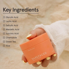 Barefaced Toning Pads balayage sur peau propre pour exfoliation en douceur