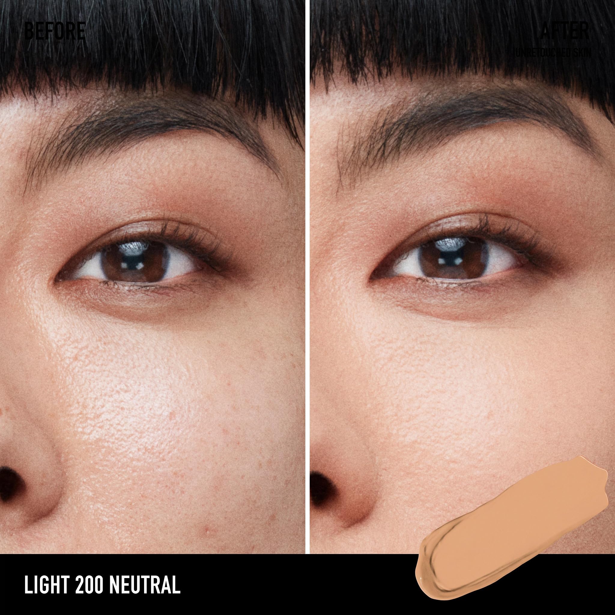 Finition matte naturelle des cernes BAREPRO, texture légère.