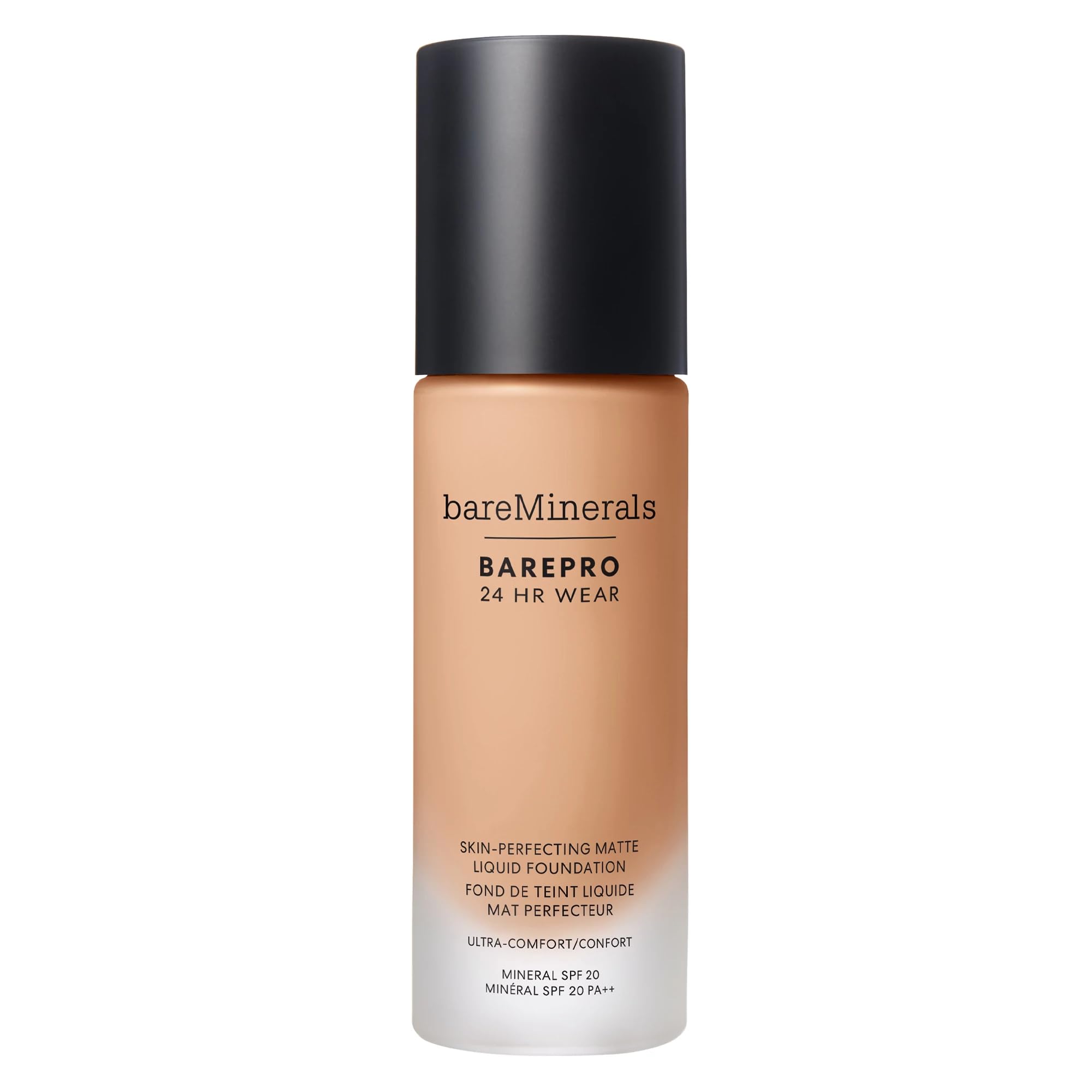 BarePro de BareMinerals, fond de teint matte 24h, couvrance homogène et durable.