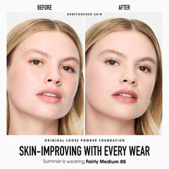 Fond de teint minéral Original SPF 15, couvrance modulable et fini lumineux.