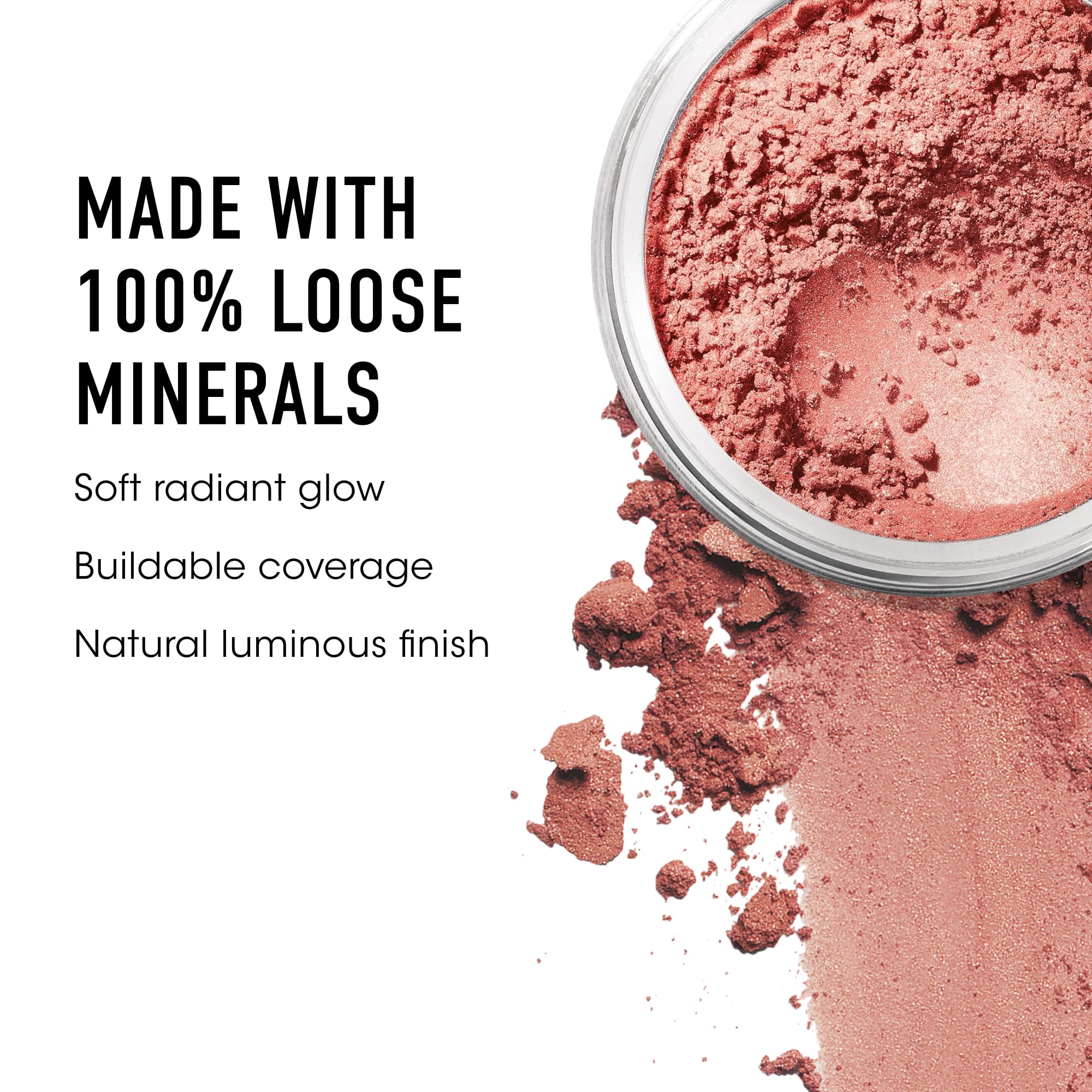 bareMinerals blush Vintage Peach montre une finition lumineuse et durable.