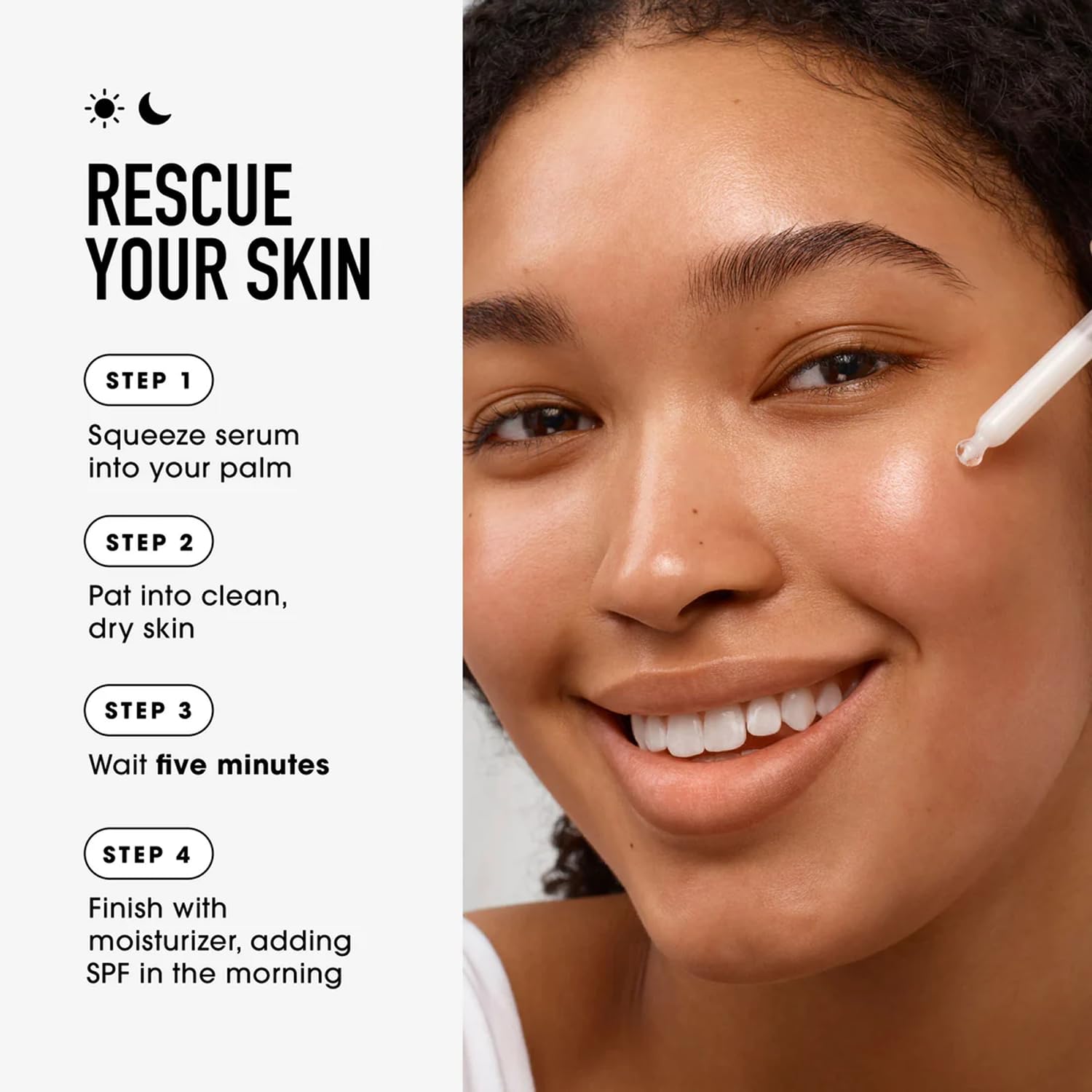 BareMinerals Skin Rescue Sérum – peau hydratée avec une sensation douce après l'application.