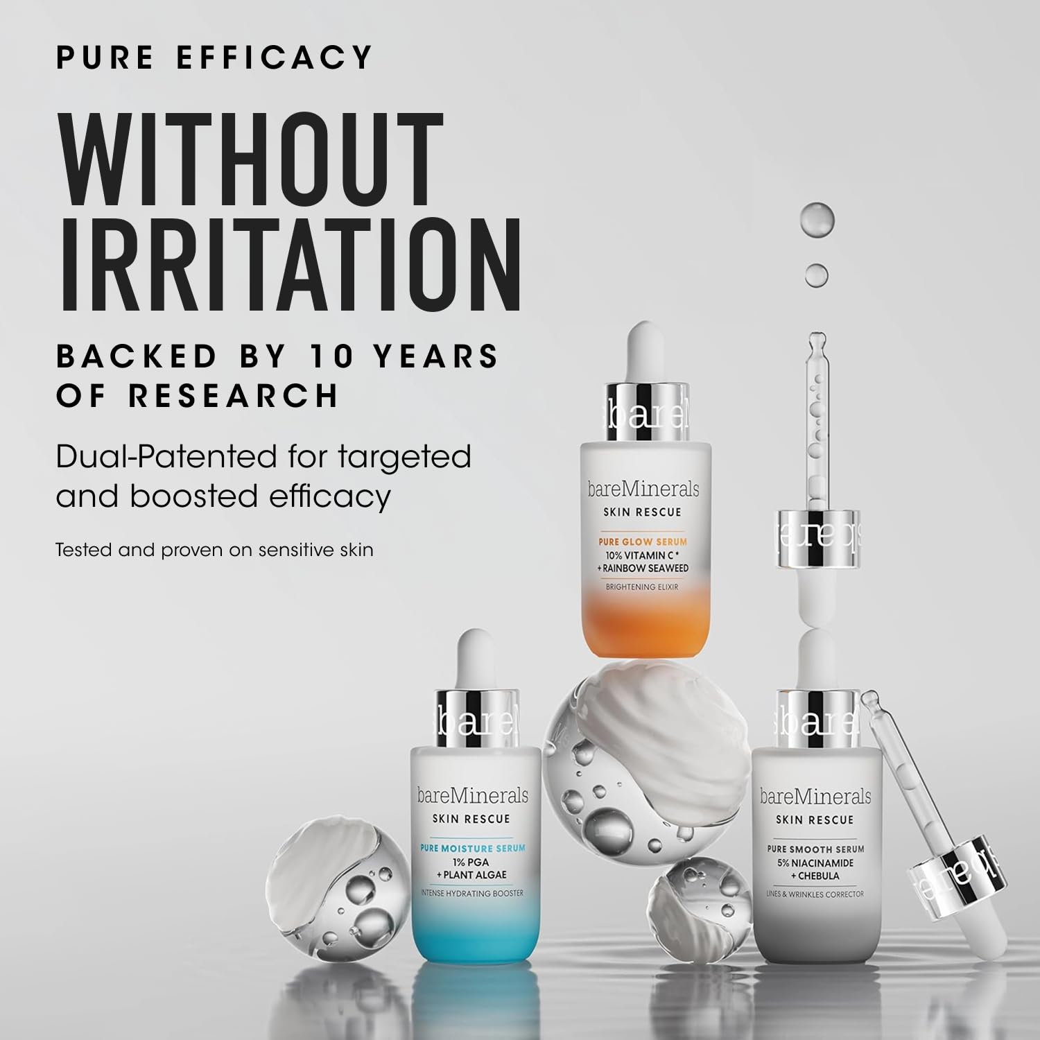 BareMinerals Skin Rescue Sérum – texture lisse et uniforme pour une apparence plus nette.