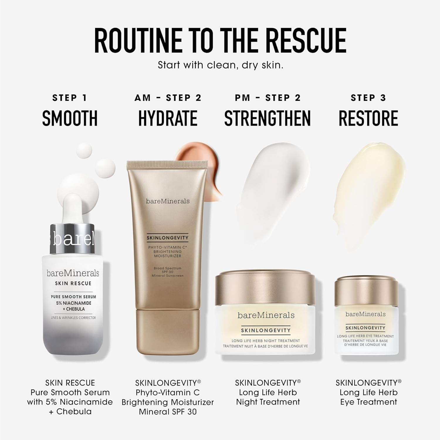 BareMinerals Skin Rescue Sérum – utilisation quotidienne et rapide intégrée à la routine soin.