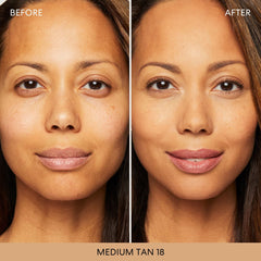 BareMinerals Teinte Medium Tan 18, échantillon montrant la teinte naturelle.