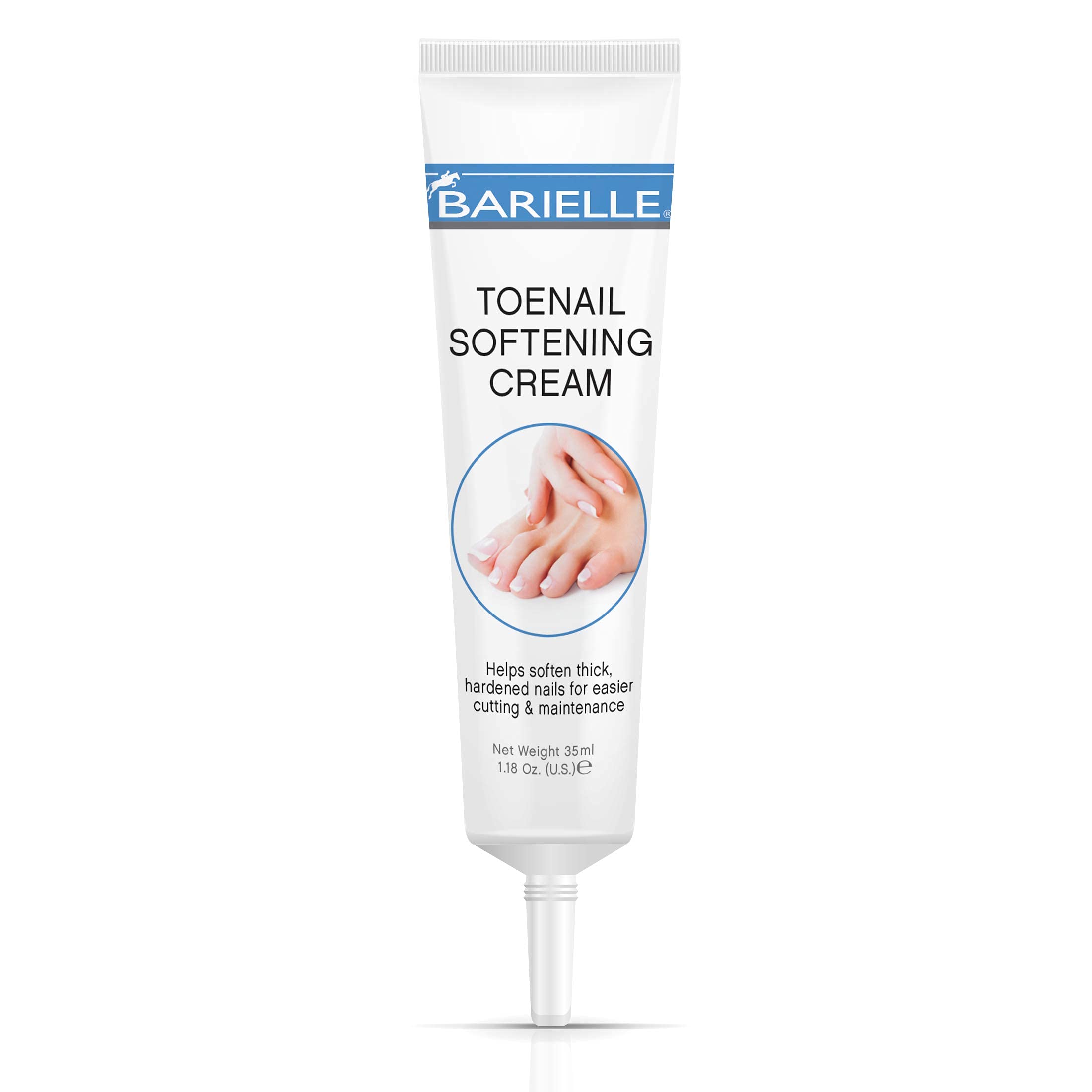 Barielle, bouteille de crème assouplissante pour ongles des pieds, facilite l'entretien des ongles épais.
