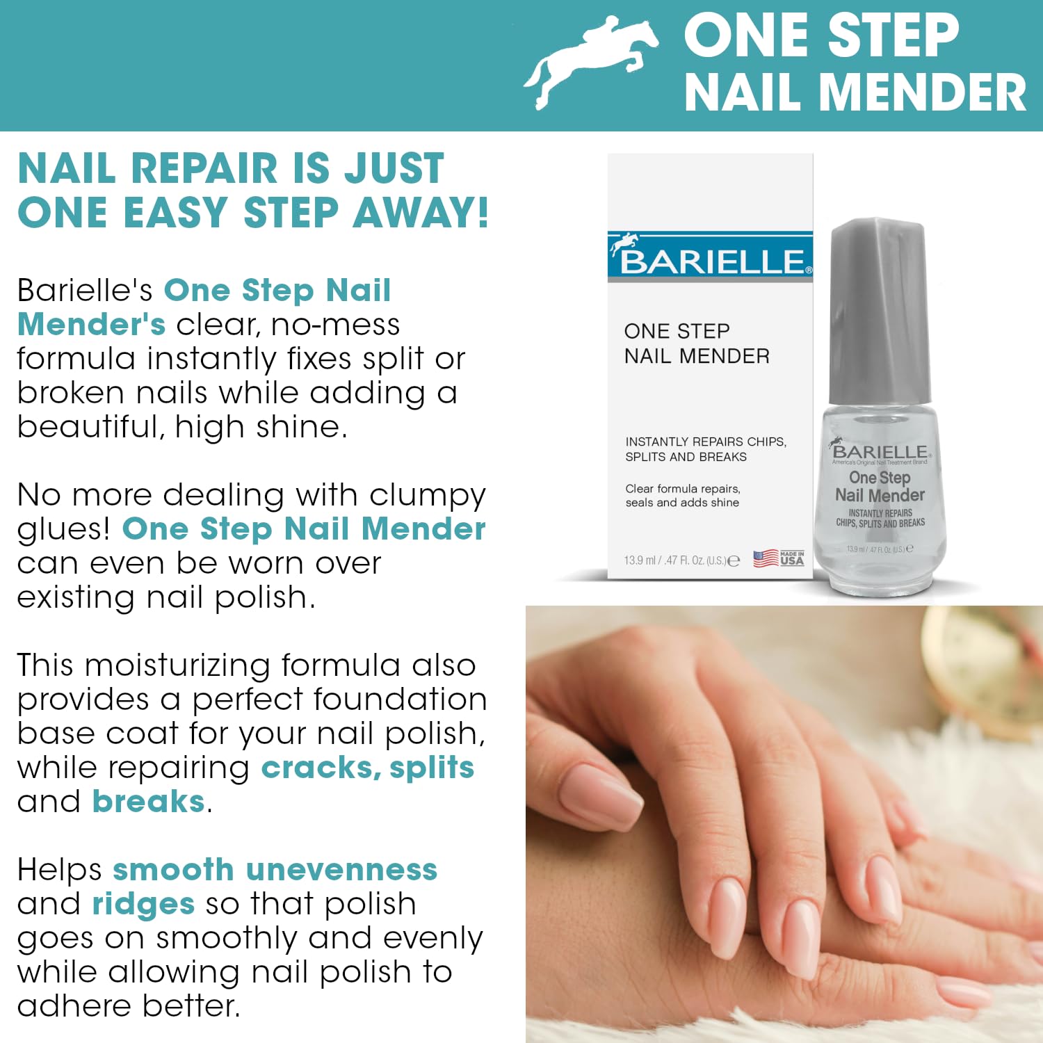 BARIELLE One Step Nail Mender – couche protectrice évitant les taches du vernis.
