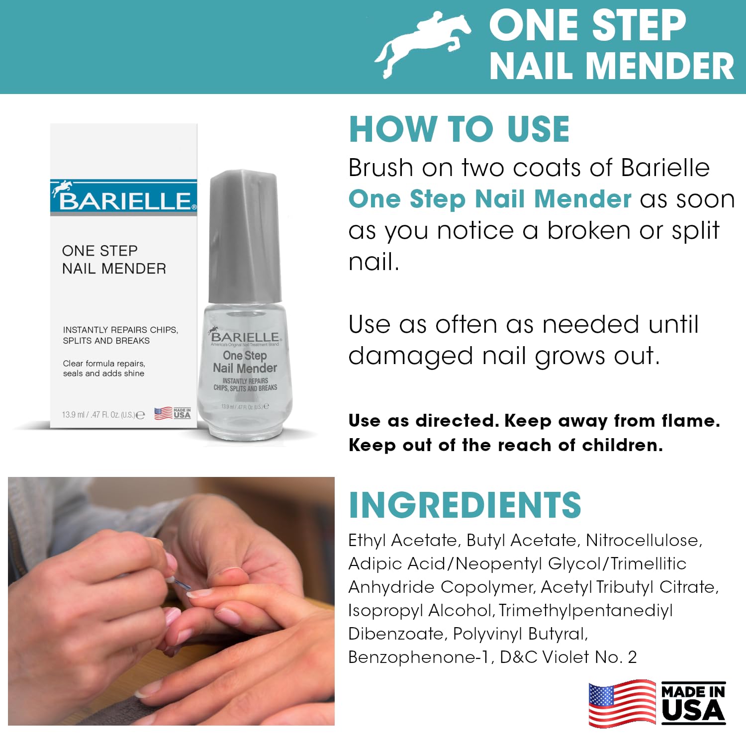 BARIELLE One Step Nail Mender – peut être utilisé seul pour une finition durable.