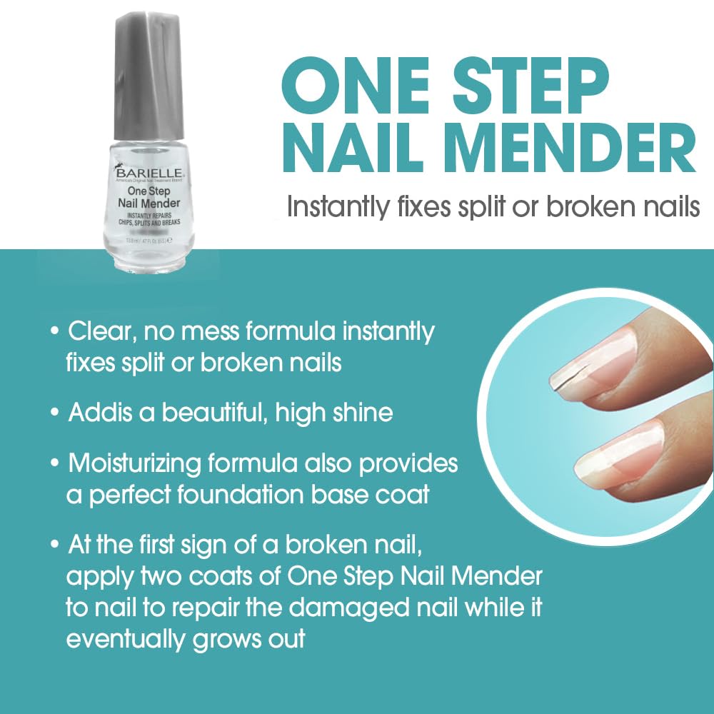 BARIELLE One Step Nail Mender – texture qui lisse fissures et ridges pour une application régulière.