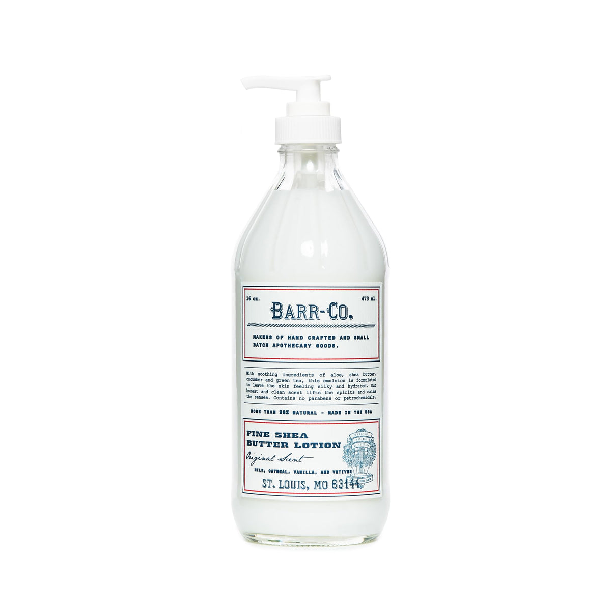 Lotion Barr-Co Original dans un flacon-pompe élégant pour hydratation douce.