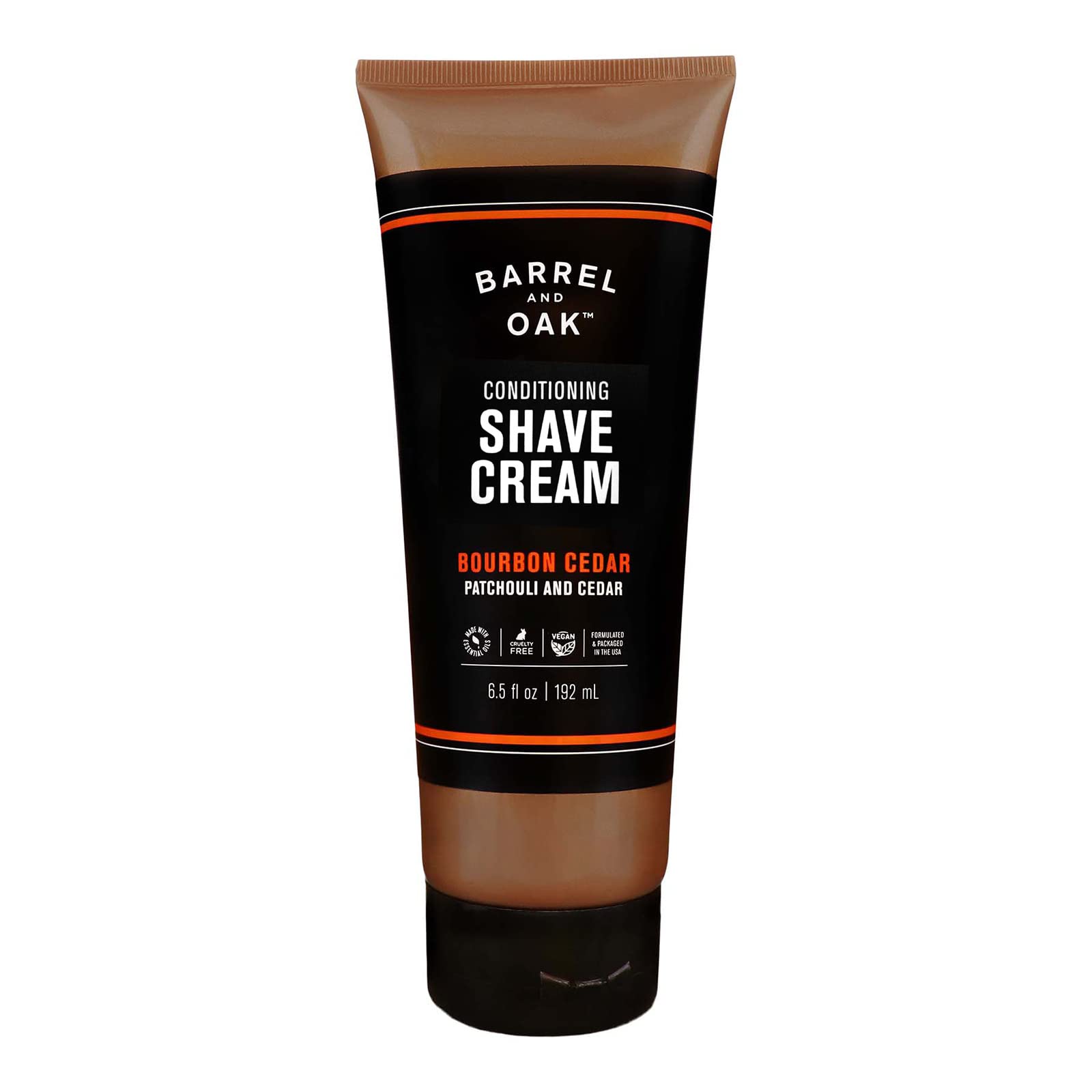 Barrel & Oak crème de rasage conditionnante en bouteille Bourbon Cedar pour rasage net et confortable
