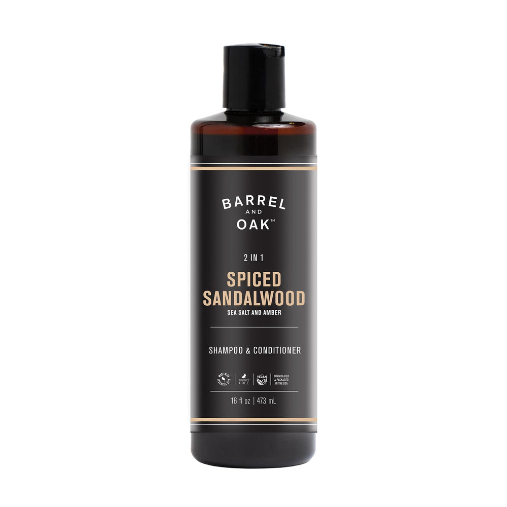 Barrel & Oak 2-en-1 Shampoing Après-shampoing, bouteille pratique.