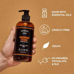 Barrel & Oak: vegan et sans cruauté, fabriqué aux États-Unis.