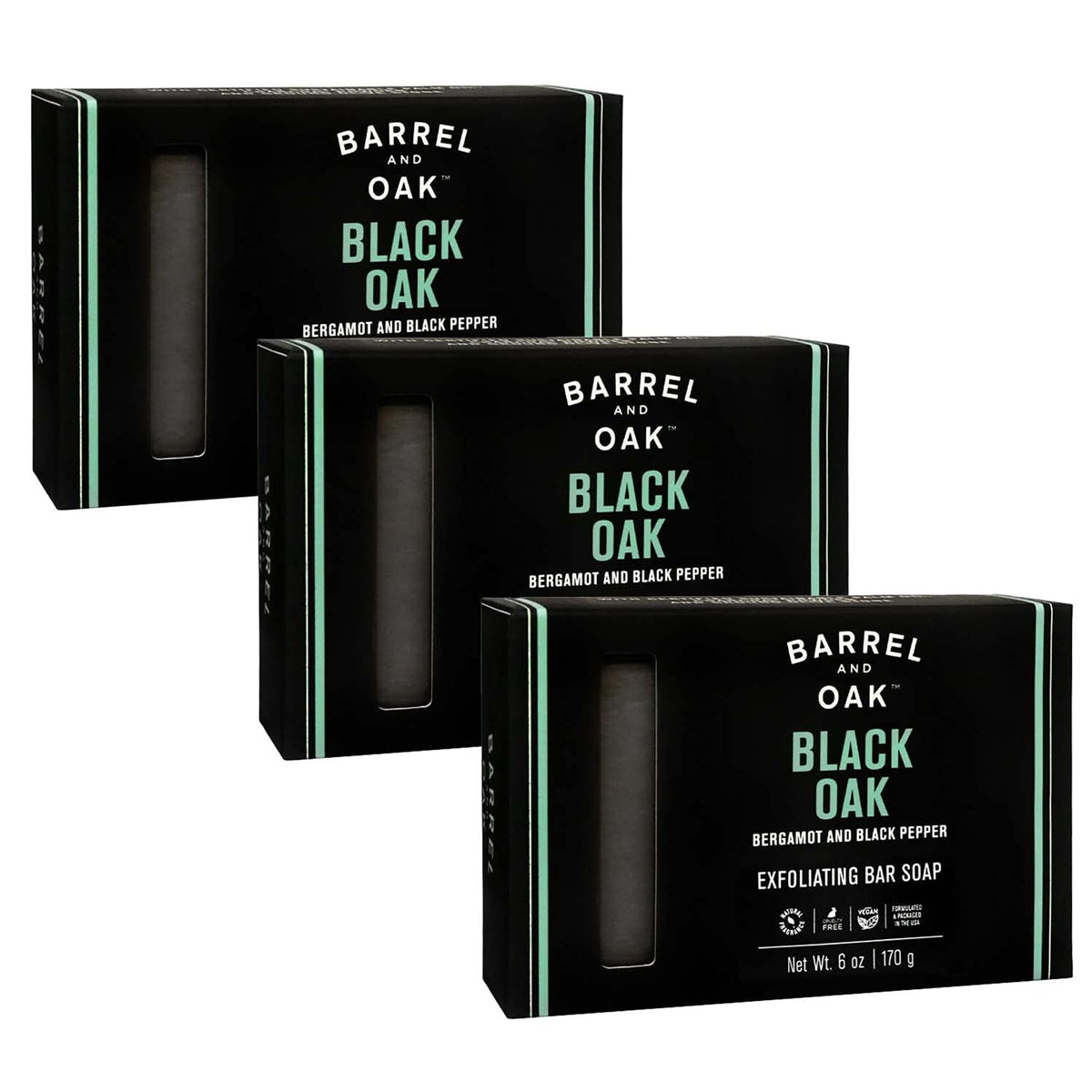 Barrel & Oak Savon exfoliant avec pierre d'olive et charbon pour peau nette