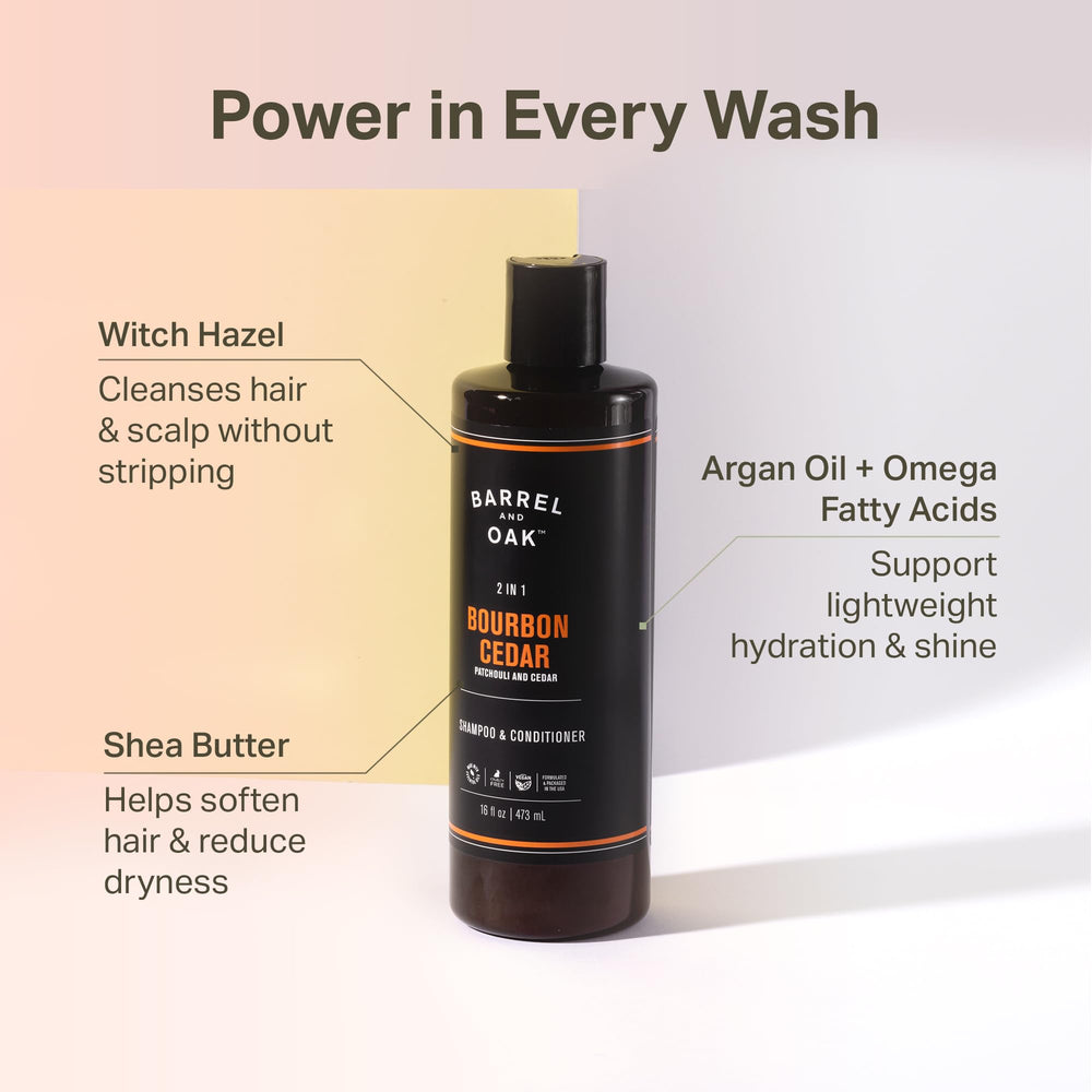 Barrel & Oak shea butter close-up suggests moisture and smoother hair.