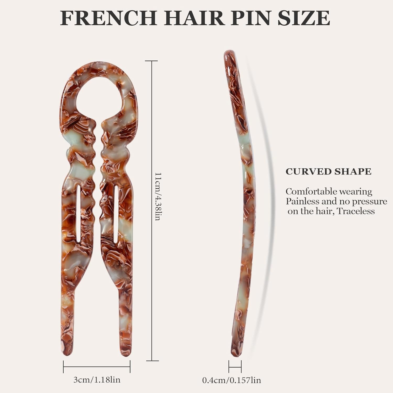 Barrettes Elefutura Prestige en acétate léger pour une coiffure élégante