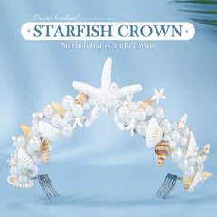 Couronne BARTOSI sirene coquillages perles 14 cm, ajustement élégant pour femmes et jeunes filles.