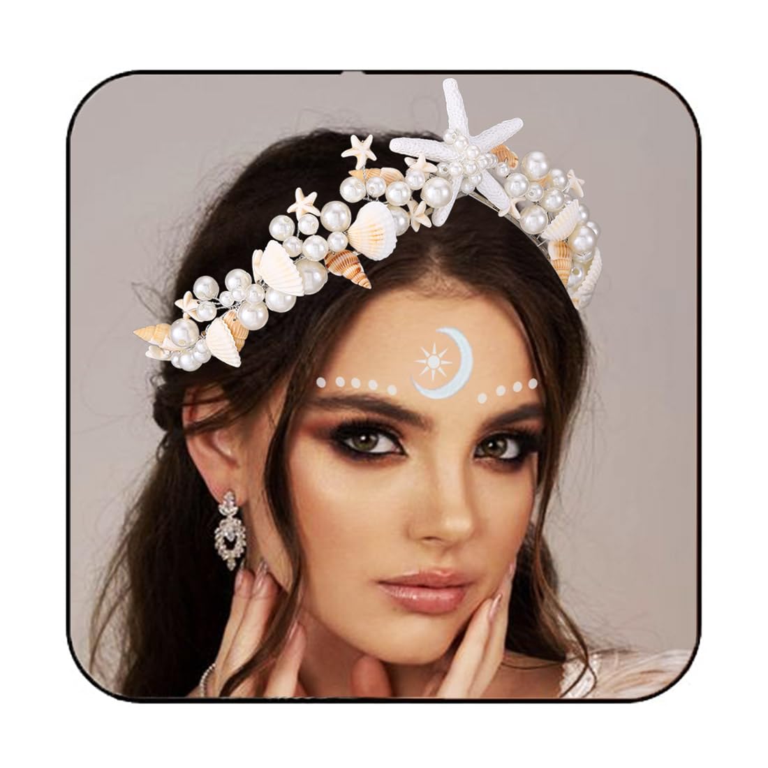 Couronne BARTOSI sirene etoile mer coquillages perles, idéale pour mariage et séance photo.
