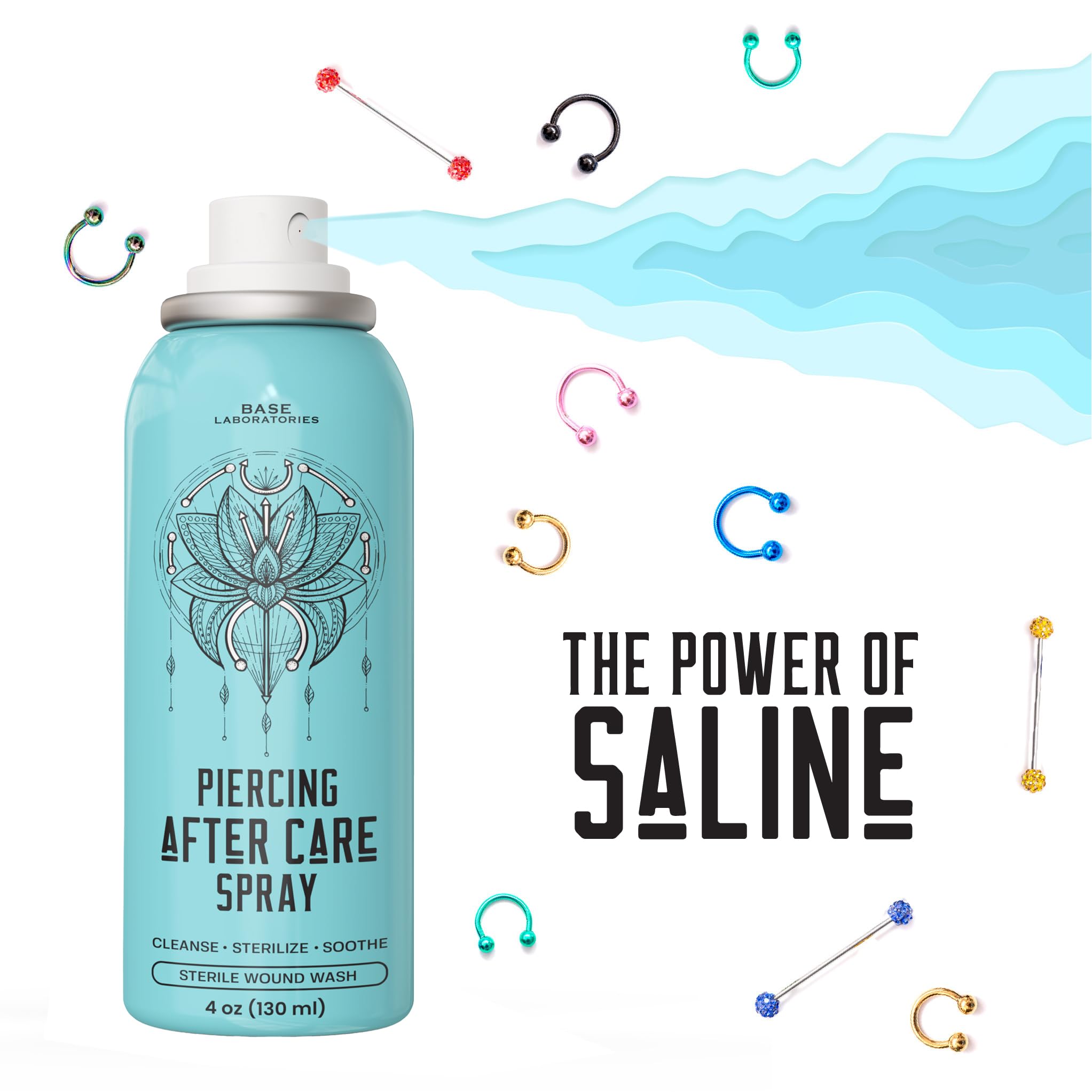 BASE LABORATORIES soin peau piercing oreille nez – adapté à plusieurs zones.