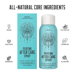 BASE LABORATORIES solution saline pour piercings – hygiène sûre autour du piercing.