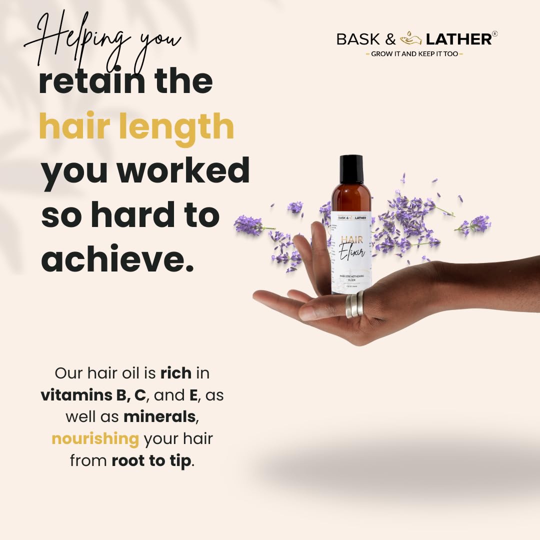 BASK & LATHER Elixir pour cheveux traités chimiquement, nourrissant et protégeant