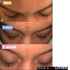 Cils et sourcils renforcés par Bask & Lather densité potentielle