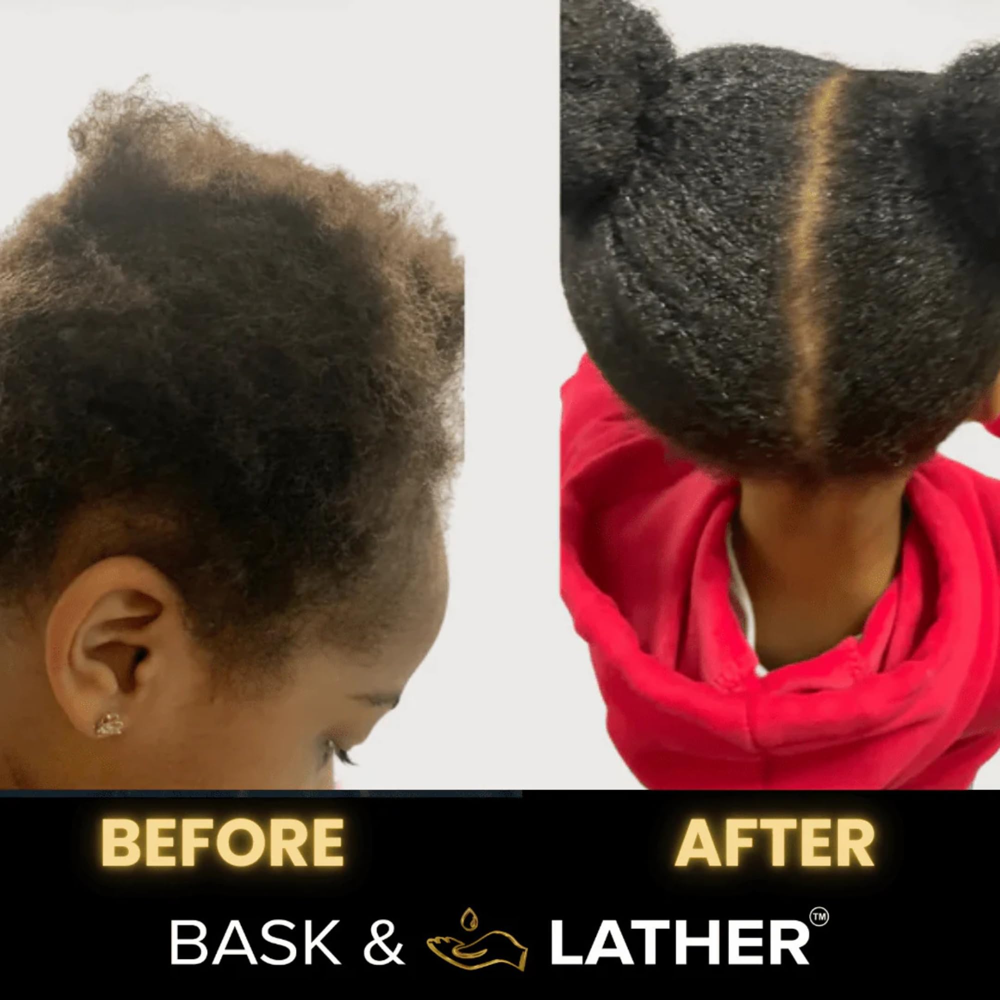 BASK & LATHER Strengthen Shampoo lather on hair during shower for refreshed texture.