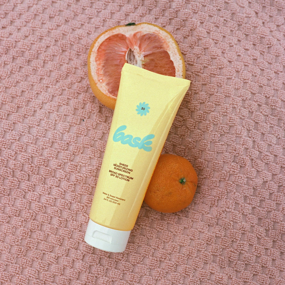 Bask Suncare SPF 30 water resistant formula suitable for beach days and workouts